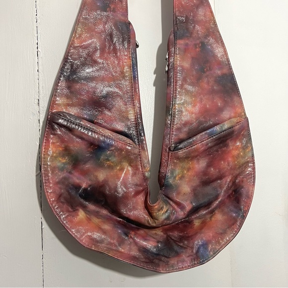 Sash Genuine Leather Galaxy Multicolor Travel Packable Sling Crossbody Bag Purse - Picture 2 of 7